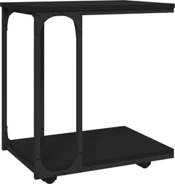 vidaXL - Bijzettafel - met - wieltjes - 50x35x55,5 - cm - hout - zwart