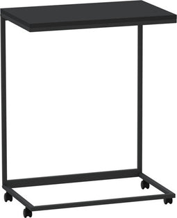 vidaXL - Bijzettafel - met - wieltjes - 55x35x70 - cm - bewerkt - hout - zwart
