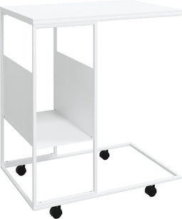 vidaXL - Bijzettafel - met - wieltjes - 55x36x63,5 - cm - bewerkt - hout - wit