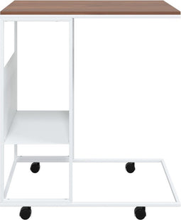 vidaXL - Bijzettafel - met - wieltjes - 55x36x63,5 - cm - bewerkt - hout - wit