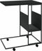 vidaXL - Bijzettafel - met - wieltjes - 55x36x63,5 - cm - bewerkt - hout - zwart