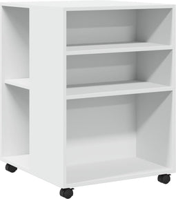 vidaXL - Bijzettafel - met - wieltjes - 55x60x78 - bewerkt - hout - wit