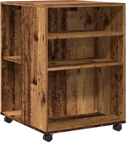 vidaXL - Bijzettafel - met - wieltjes - 55x60x78 - cm - bewerkt - hout - oud - houtkleur