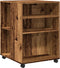 vidaXL - Bijzettafel - met - wieltjes - 55x60x78 - cm - bewerkt - hout - oud - houtkleur