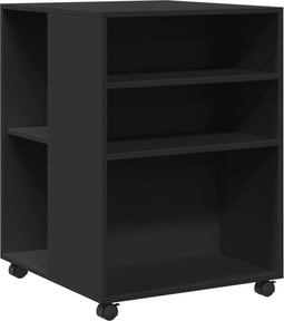 vidaXL - Bijzettafel - met - wieltjes - 55x60x78 - cm - bewerkt - hout - zwart