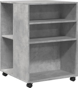 vidaXL - Bijzettafel - met - wieltjes - 55x60x78 - cm - bewerkt - hout - betongrijs