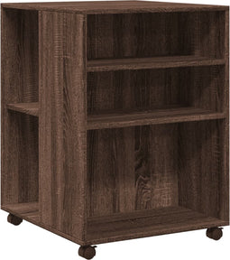 vidaXL - Bijzettafel - met - wieltjes - 55x60x78 - cm - hout - bruin - eikenkleurig