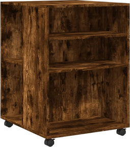 vidaXL - Bijzettafel - met - wieltjes - 55x60x78 - cm - hout - gerookt - eikenkleurig