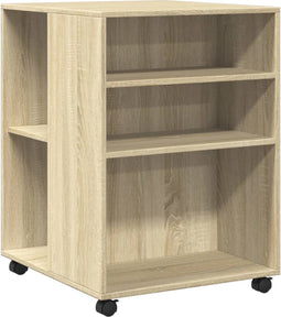 vidaXL - Bijzettafel - met - wieltjes - 55x60x78 - cm - hout - sonoma - eikenkleurig
