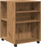 vidaXL - Bijzettafel - met - wieltjes - 55x60x78 - cm - hout - artisanaal - eikenkleur
