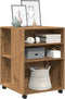 vidaXL - Bijzettafel - met - wieltjes - 55x60x78 - cm - hout - artisanaal - eikenkleur
