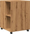 vidaXL - Bijzettafel - met - wieltjes - 55x60x78 - cm - hout - artisanaal - eikenkleur