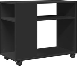 vidaXL - Bijzettafel - met - wieltjes - 70x35x60 - cm - bewerkt - hout - zwart