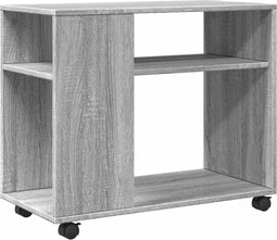 vidaXL - Bijzettafel - met - wieltjes - 70x35x60 - cm - hout - grijs - sonoma - eiken