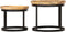 vidaXL - Bijzettafel - rond - 2 - st - massief - mangohout - en - staal