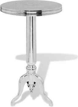 vidaXL - Bijzettafel - rond - aluminium - zilver