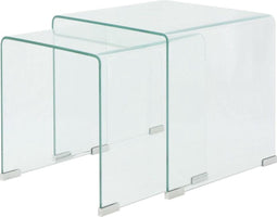 vidaXL - Bijzettafel - set - 2-dlg - transparant - gehard - glas