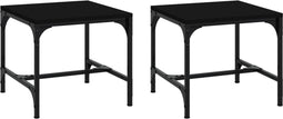 vidaXL - Bijzettafels - 2 - st - 40x40x35 - cm - bewerkt - hout - zwart