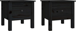 vidaXL - Bijzettafels - 2 - st - 40x40x39 - cm - massief - grenenhout - zwart