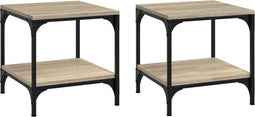 vidaXL - Bijzettafels - 2 - st - 40x40x40 - cm - bewerkt - hout - sonoma - eikenkleurig