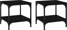 vidaXL - Bijzettafels - 2 - st - 40x40x40 - cm - bewerkt - hout - zwart