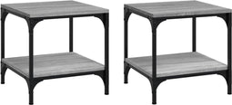 vidaXL - Bijzettafels - 2 - st - 40x40x40 - cm - bewerkt - hout - grijs - sonoma - eiken