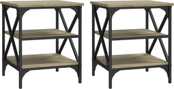 vidaXL - Bijzettafels - 2 - st - 40x42x50 - cm - bewerkt - hout - sonoma - eikenkleurig