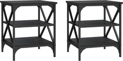 vidaXL - Bijzettafels - 2 - st - 40x42x50 - cm - bewerkt - hout - zwart