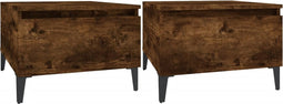 vidaXL - Bijzettafels - 2 - st - 50x46x35 - cm - bewerkt - hout - gerookt - eikenkleurig