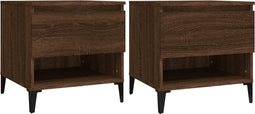 vidaXL - Bijzettafels - 2 - st - 50x46x50 - cm - bewerkt - hout - bruin - eikenkleur