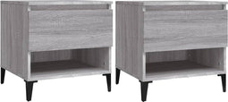vidaXL - Bijzettafels - 2 - st - 50x46x50 - cm - bewerkt - hout - grijs - sonoma - eiken