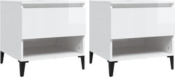 vidaXL - Bijzettafels - 2 - st - 50x46x50 - cm - bewerkt - hout - hoogglans - wit