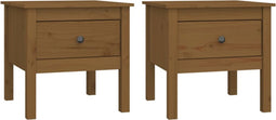 vidaXL - Bijzettafels - 2 - st - 50x50x49 - cm - massief - grenenhout - honingbruin