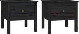 vidaXL - Bijzettafels - 2 - st - 50x50x49 - cm - massief - grenenhout - zwart