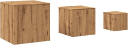 vidaXL - Bijzettafels - 3 - st - bewerkt - hout - artisanaal - eikenkleur