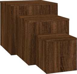 vidaXL - Bijzettafels - 3 - st - bewerkt - hout - bruin - eikenkleur