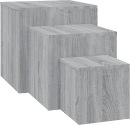 vidaXL - Bijzettafels - 3 - st - bewerkt - hout - grijs - sonoma - eikenkleurig