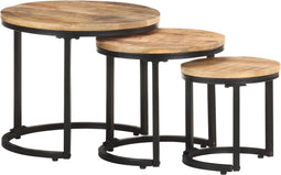 vidaXL - Bijzettafels - 3 - st - ruw - mangohout