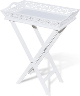 vidaXL - Bijzettafeltje - met - blad - wit