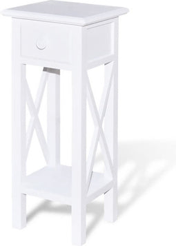 vidaXL - Bijzettafeltje - met - lade - wit