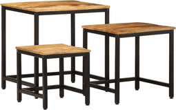 vidaXL - Bijzettafeltjesset - 3 - st - massief - ruw - mangohout