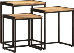 vidaXL - Bijzettafeltjesset - 3 - st - massief - ruw - mangohout