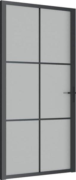 vidaXL - Binnendeur - 102,5x201,5 - cm - matglas - en - aluminium - zwart