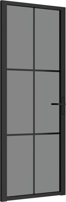 vidaXL - Binnendeur - 76x201,5 - cm - ESG-glas - en - aluminium - zwart