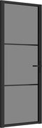 vidaXL - Binnendeur - 76x201,5 - cm - ESG-glas - en - aluminium - zwart