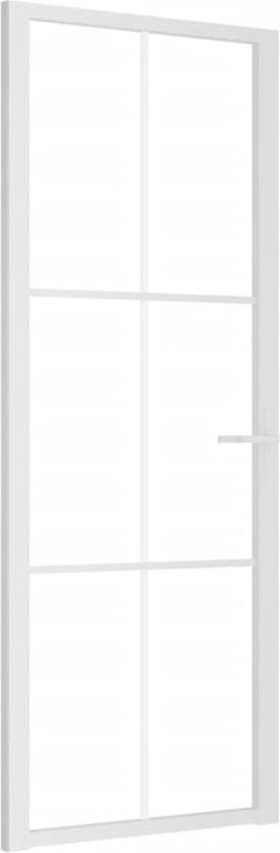 vidaXL - Binnendeur - 76x201,5 - cm - ESG-glas - en - aluminium - wit