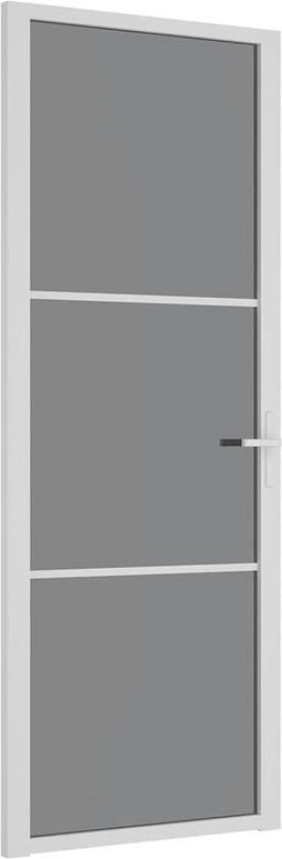 vidaXL - Binnendeur - 76x201,5 - cm - ESG-glas - en - aluminium - wit
