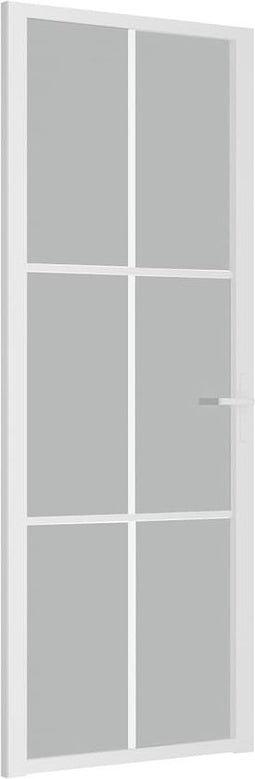 vidaXL - Binnendeur - 76x201,5 - cm - matglas - en - aluminium - wit