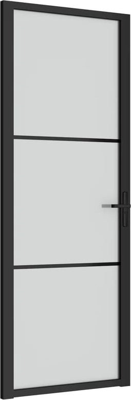 vidaXL - Binnendeur - 76x201,5 - cm - matglas - en - aluminium - zwart