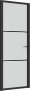 vidaXL - Binnendeur - 76x201,5 - cm - matglas - en - aluminium - zwart
